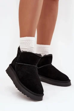 Damskie Buty damskie Vinceza Śniegowce Z Naturalnego Zamszu Ocieplane Futerkiem Vinceza 97961 Czarne