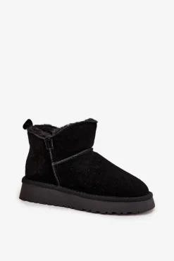 Damskie Buty damskie Vinceza Śniegowce Z Naturalnego Zamszu Ocieplane Futerkiem Vinceza 97961 Czarne