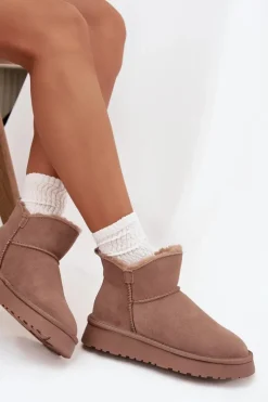 Best Buty damskie Vinceza Śniegowce Z Naturalnego Zamszu Ocieplane Futerkiem Vinceza 97961 Beżowe Beżowy