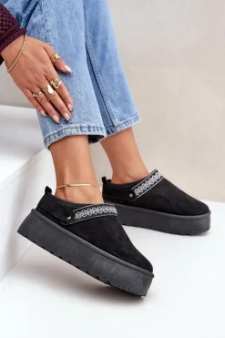 Damskie Boto Śniegowce Z Ozdobnym Haftem Czarne Selithria