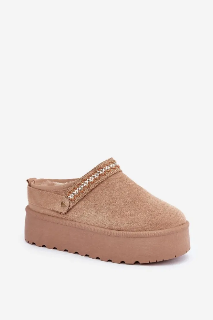 Damskie Boto Śniegowce Z Ozdobnym Haftem Beżowe Selithria