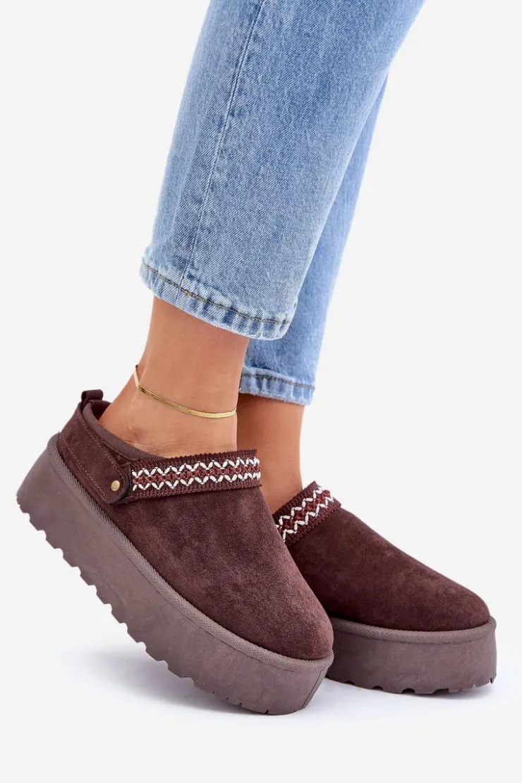 Online Boto Śniegowce Z Ozdobnym Haftem Czekoladowe Selithria