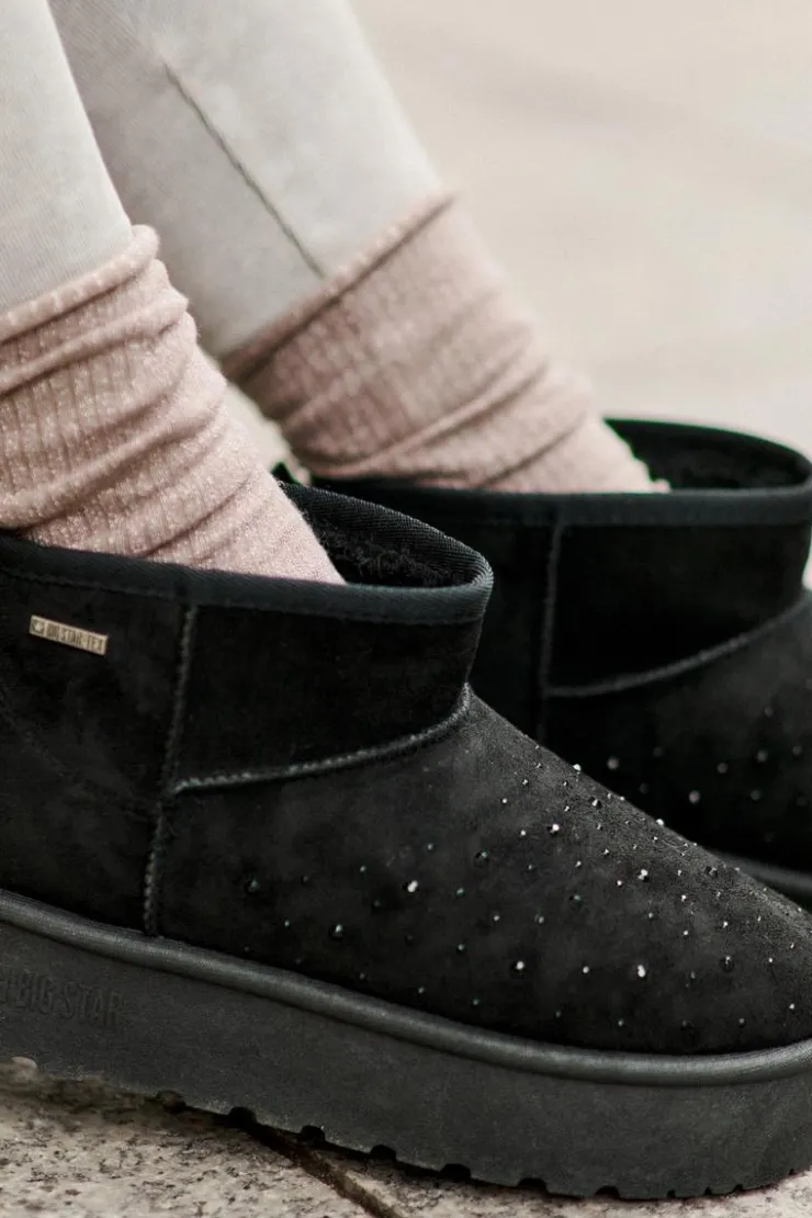 Damskie Big Star Shoes Śniegowce Ze Zdobieniem Na Platformie Big Star OO274A105 Czarne