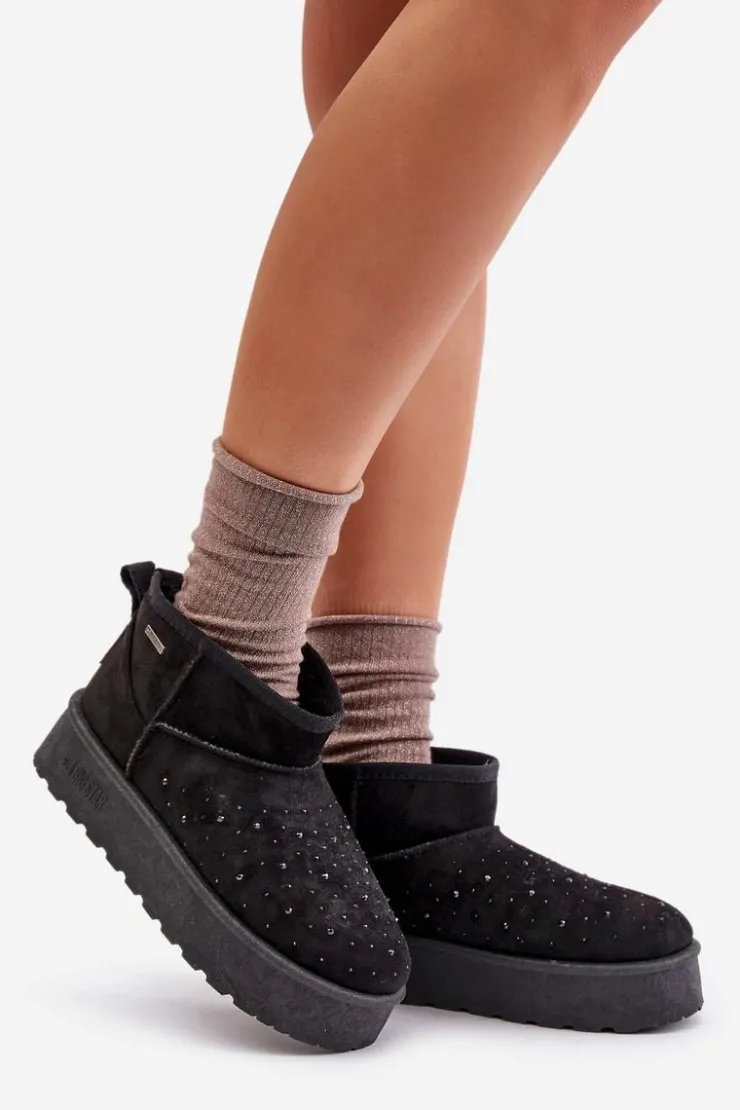 Damskie Big Star Shoes Śniegowce Ze Zdobieniem Na Platformie Big Star OO274A105 Czarne