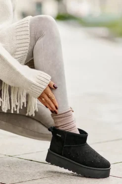 Damskie Big Star Shoes Śniegowce Ze Zdobieniem Na Platformie Big Star OO274A105 Czarne