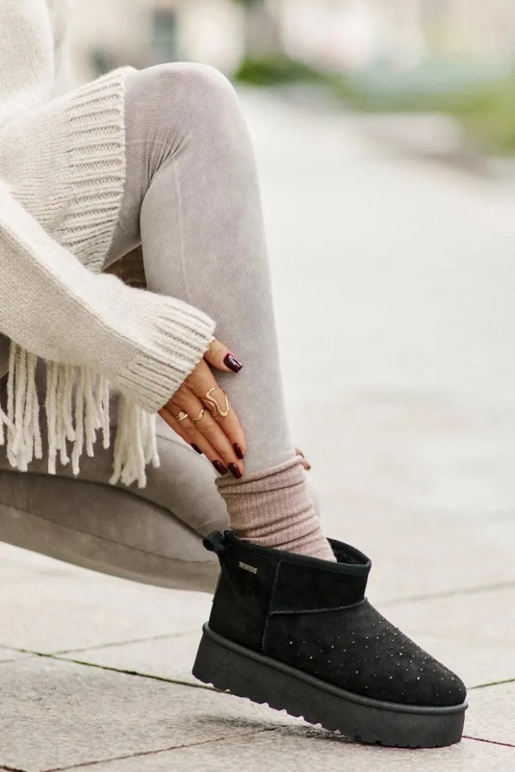 Damskie Big Star Shoes Śniegowce Ze Zdobieniem Na Platformie Big Star OO274A105 Czarne