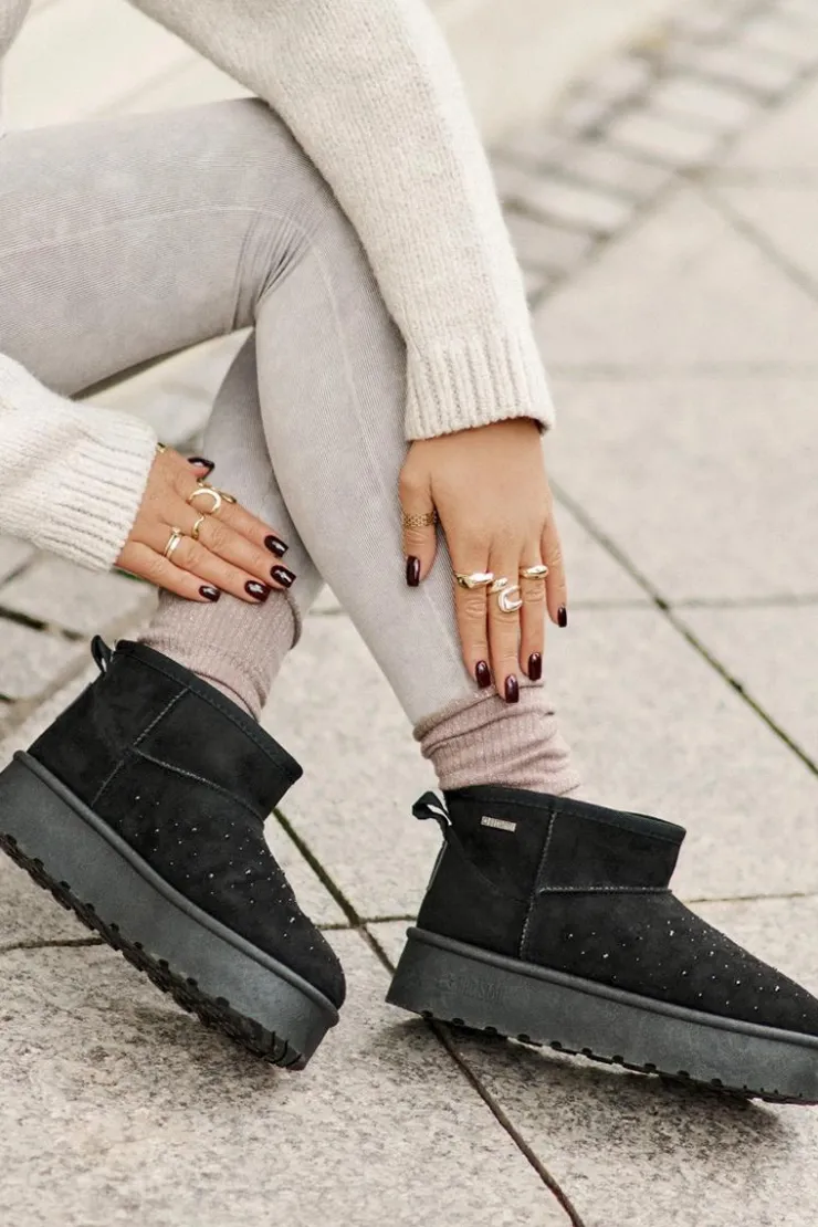 Damskie Big Star Shoes Śniegowce Ze Zdobieniem Na Platformie Big Star OO274A105 Czarne