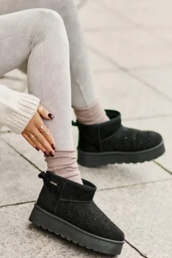 Damskie Big Star Shoes Śniegowce Ze Zdobieniem Na Platformie Big Star OO274A105 Czarne