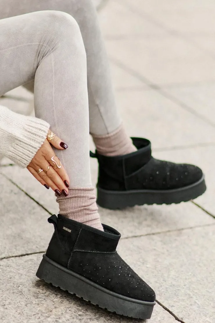 Damskie Big Star Shoes Śniegowce Ze Zdobieniem Na Platformie Big Star OO274A105 Czarne