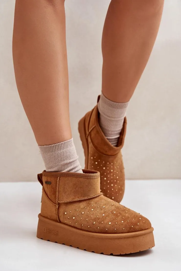 Damskie Big Star Shoes Śniegowce Ze Zdobieniem Na Platformie Big Star OO274A104 Camel
