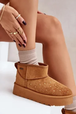 Damskie Big Star Shoes Śniegowce Ze Zdobieniem Na Platformie Big Star OO274A104 Camel