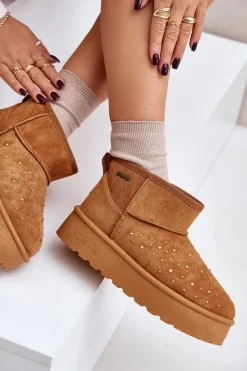 Damskie Big Star Shoes Śniegowce Ze Zdobieniem Na Platformie Big Star OO274A104 Camel