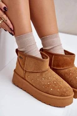 Damskie Big Star Shoes Śniegowce Ze Zdobieniem Na Platformie Big Star OO274A104 Camel