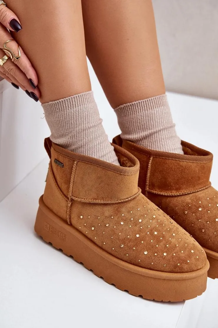 Damskie Big Star Shoes Śniegowce Ze Zdobieniem Na Platformie Big Star OO274A104 Camel