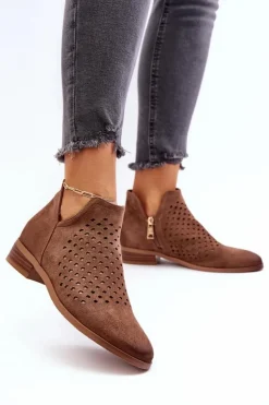 Buty damskie Vinceza Botki Wiosenne|Czarne Botki*Niskie Botki Damskie Na Płaskim Obcasie Brązowe Janetris