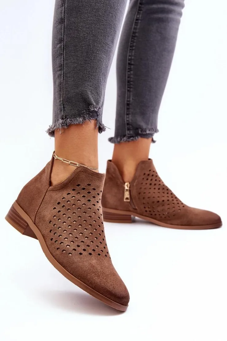 Buty damskie Vinceza Botki Wiosenne|Czarne Botki*Niskie Botki Damskie Na Płaskim Obcasie Brązowe Janetris