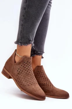 Buty damskie Vinceza Botki Wiosenne|Czarne Botki*Niskie Botki Damskie Na Płaskim Obcasie Brązowe Janetris