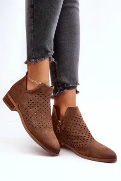 Buty damskie Vinceza Botki Wiosenne|Czarne Botki*Niskie Botki Damskie Na Płaskim Obcasie Brązowe Janetris