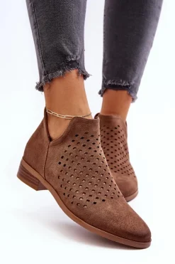 Buty damskie Vinceza Botki Wiosenne|Czarne Botki*Niskie Botki Damskie Na Płaskim Obcasie Brązowe Janetris