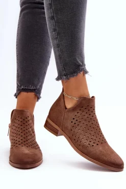 Buty damskie Vinceza Botki Wiosenne|Czarne Botki*Niskie Botki Damskie Na Płaskim Obcasie Brązowe Janetris