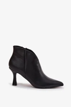 Damskie Boto Niskie Botki Damskie Na Szpilce Czarne Jolivra