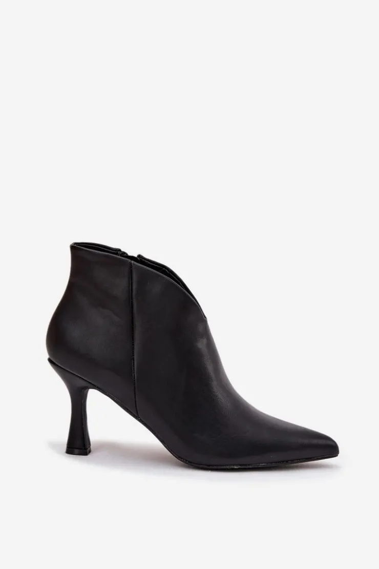 Damskie Boto Niskie Botki Damskie Na Szpilce Czarne Jolivra