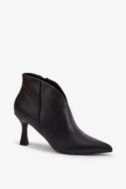 Damskie Boto Niskie Botki Damskie Na Szpilce Czarne Jolivra