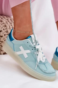 Boto Sneakersy Damskie*Niskie Buty Sportowe Damskie W Panterkę Miętowe Zelevelis