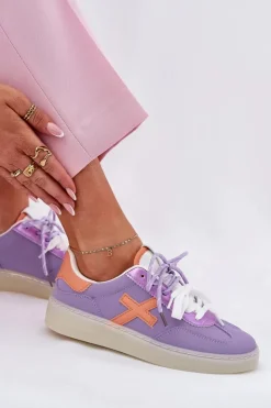 Boto Sneakersy Damskie*Niskie Buty Sportowe Damskie Fioletowe Zelevelis Fioletowy