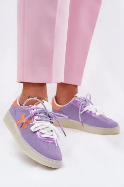 Boto Sneakersy Damskie*Niskie Buty Sportowe Damskie Fioletowe Zelevelis Fioletowy