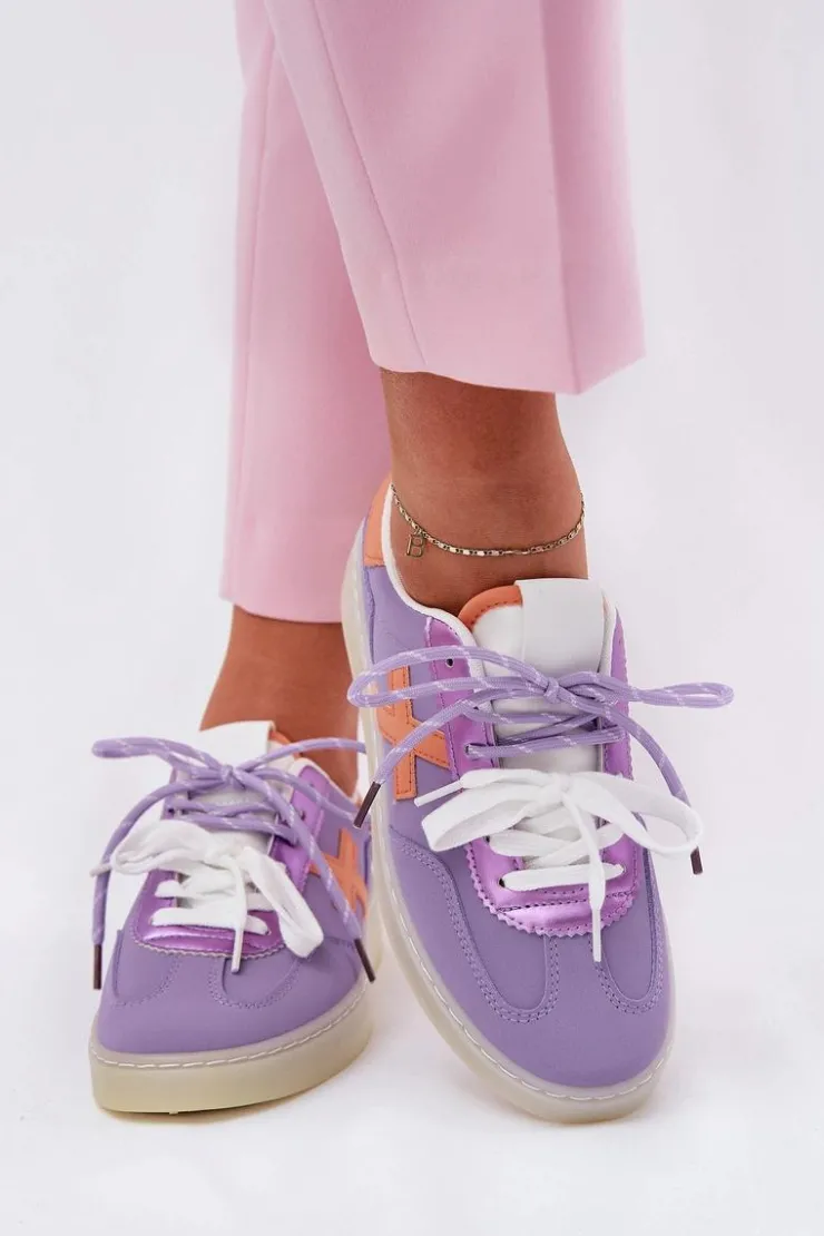 Boto Sneakersy Damskie*Niskie Buty Sportowe Damskie Fioletowe Zelevelis Fioletowy