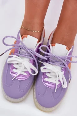 Boto Sneakersy Damskie*Niskie Buty Sportowe Damskie Fioletowe Zelevelis Fioletowy