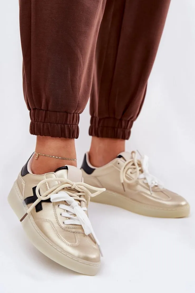 Damskie Boto Niskie Buty Sportowe Damskie Złote Zelevelis