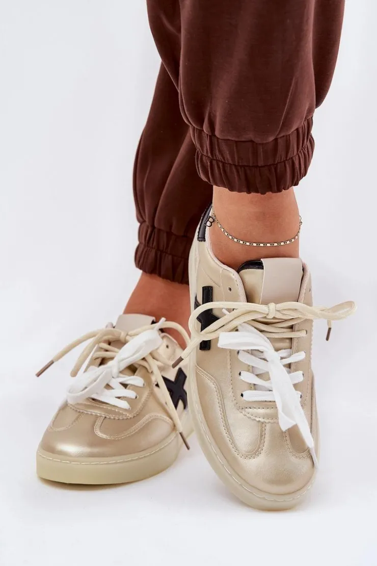 Damskie Boto Niskie Buty Sportowe Damskie Złote Zelevelis