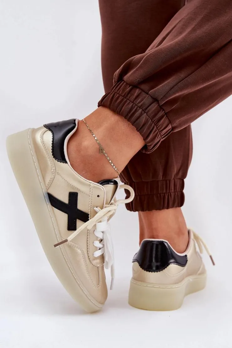 Damskie Boto Niskie Buty Sportowe Damskie Złote Zelevelis