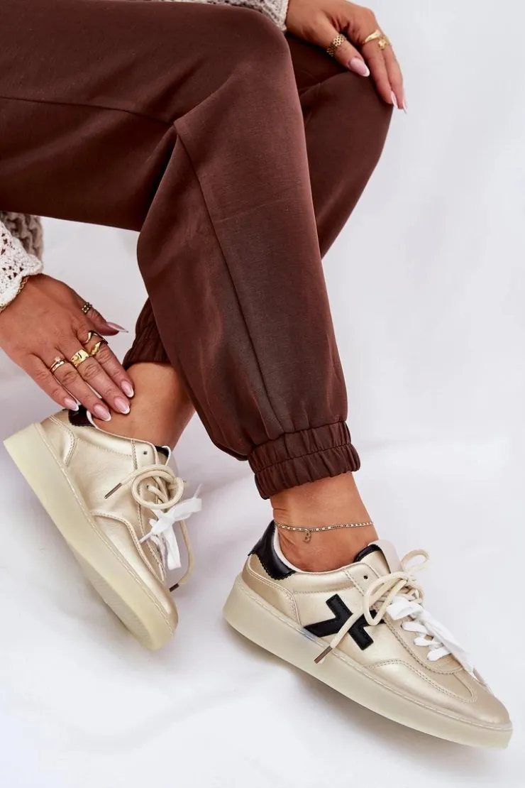 Damskie Boto Niskie Buty Sportowe Damskie Złote Zelevelis