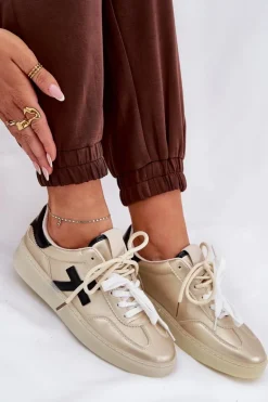 Damskie Boto Niskie Buty Sportowe Damskie Złote Zelevelis