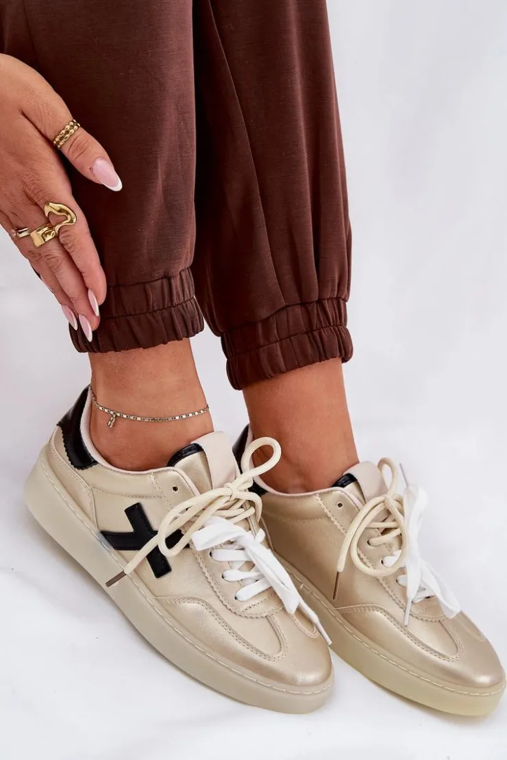 Damskie Boto Niskie Buty Sportowe Damskie Złote Zelevelis