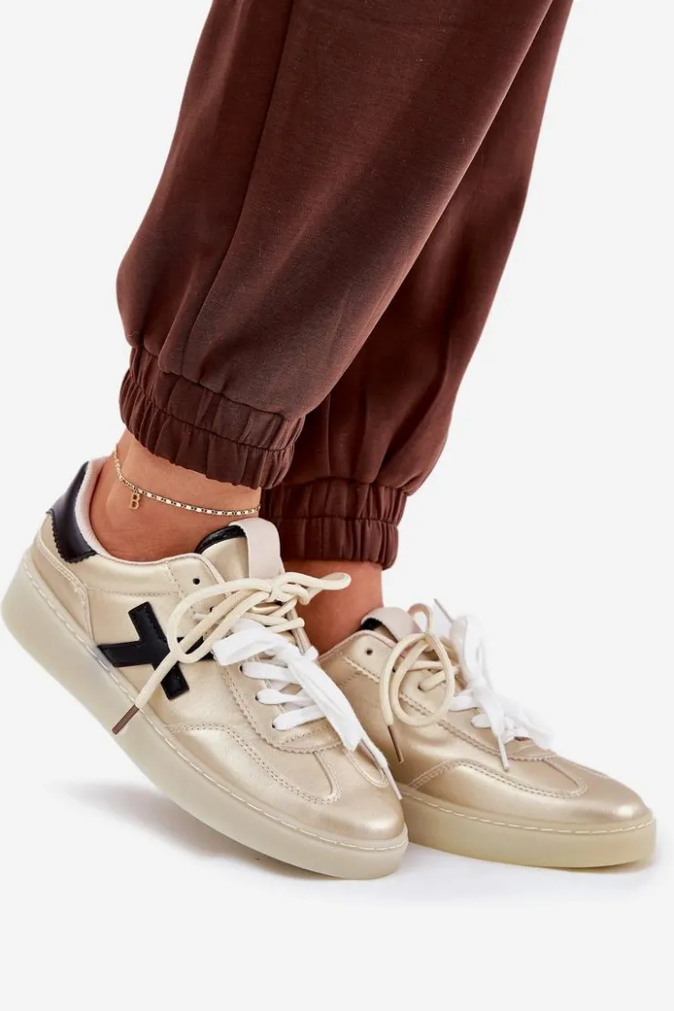 Damskie Boto Niskie Buty Sportowe Damskie Złote Zelevelis