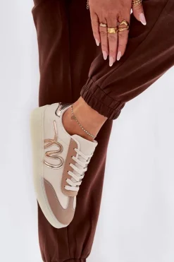 Damskie Boto Niskie Buty Sportowe Damskie Z Eko Skóry Beżowe Iladira