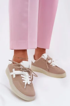 New Boto Niskie Buty Sportowe Damskie Beżowe Zelevelis Beżowy