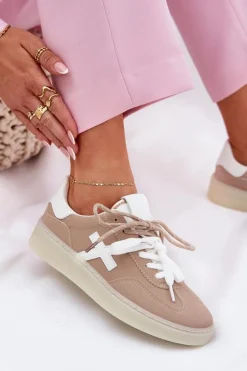 New Boto Niskie Buty Sportowe Damskie Beżowe Zelevelis Beżowy
