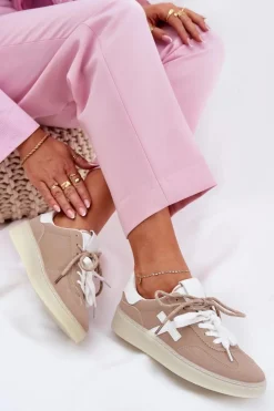 New Boto Niskie Buty Sportowe Damskie Beżowe Zelevelis Beżowy