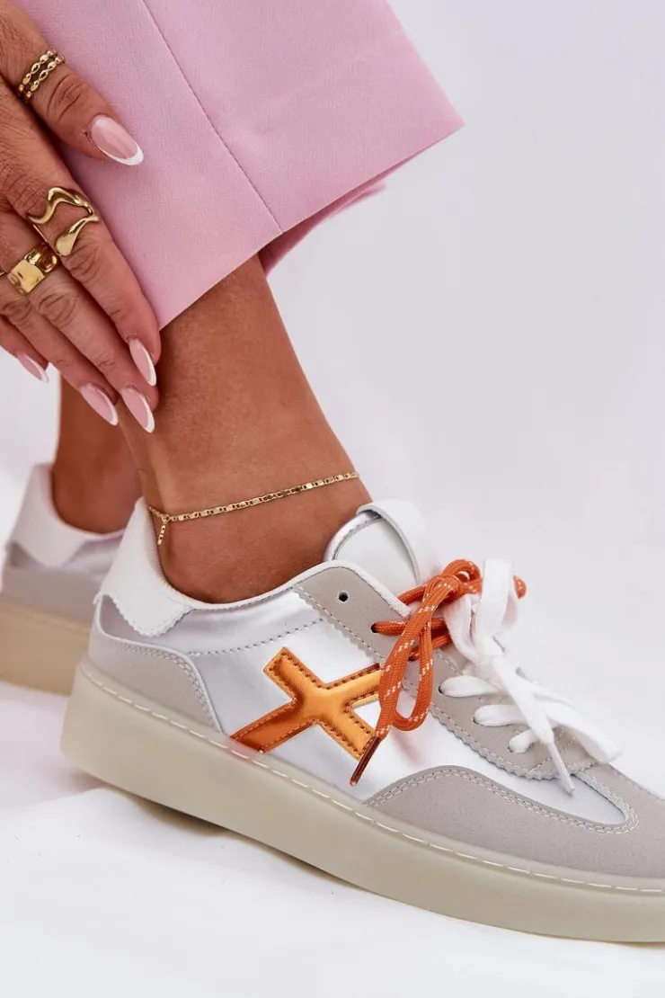 Damskie Boto Niskie Buty Sportowe Damskie Srebrne Zelevelis