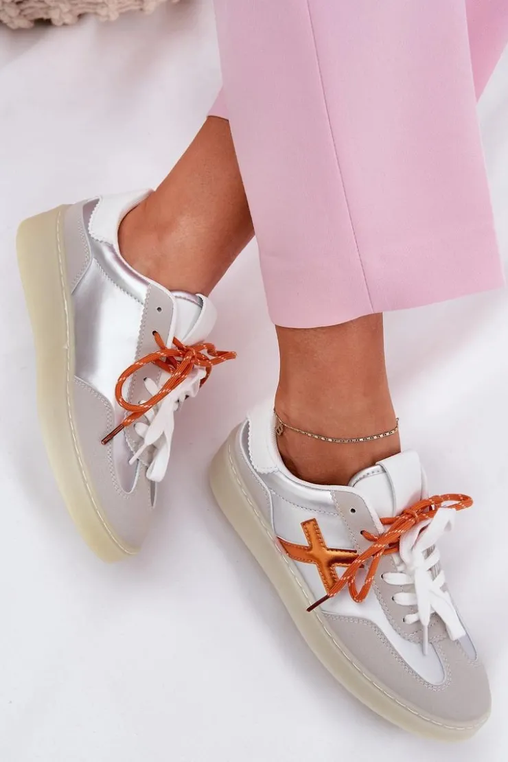 Damskie Boto Niskie Buty Sportowe Damskie Srebrne Zelevelis