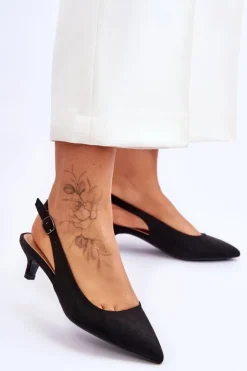 Damskie Boto Niskie Czółenka W Szpic Czarne Lia