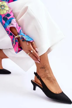 Damskie Boto Niskie Czółenka W Szpic Czarne Lia