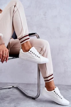 Damskie Big Star Shoes Niskie Damskie Materiałowe Trampki Big Star KK274003 Białe