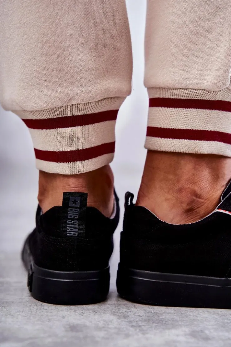 Big Star Shoes Trampki Damskie Big Star|Trampki Damskie Niskie*Niskie Damskie Materiałowe Trampki Big Star KK274004 Czarne Czarny