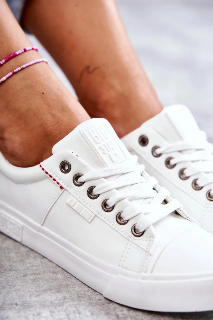 Damskie Big Star Shoes Niskie Damskie Skórzane Trampki Big Star KK274005 Białe